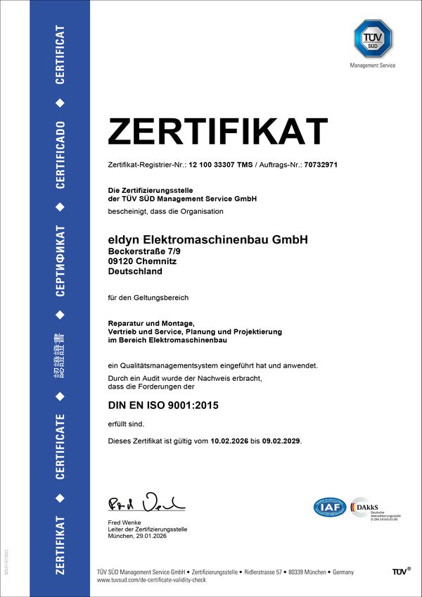 Zertifikat DIN ISO 9001